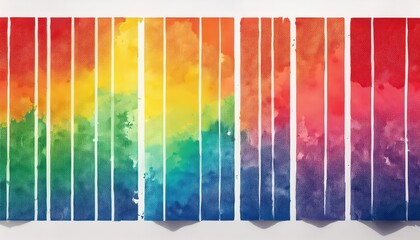 Wall Mural - vibrant watercolor rainbow palette with vertical gradient stripes in red, orange, yellow, green, blu