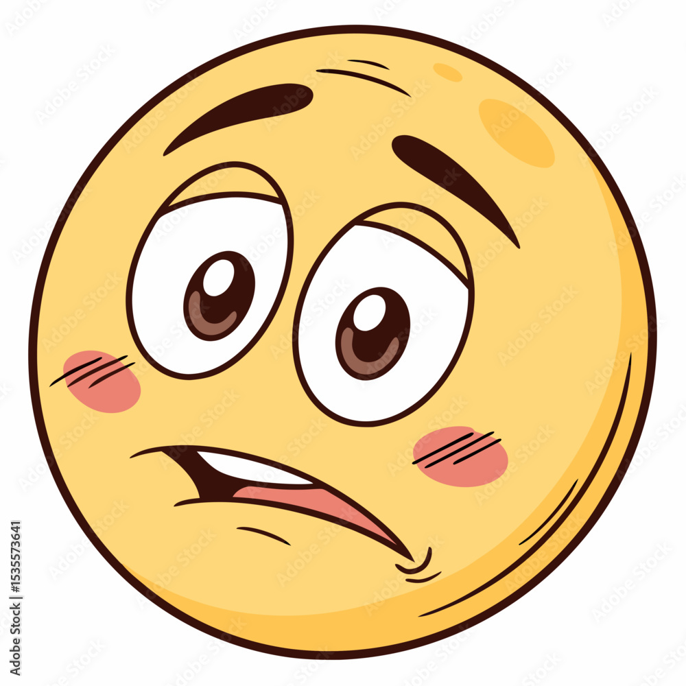 Embarrassed emoji with blushing cheeks Stock Vector | Adobe Stock