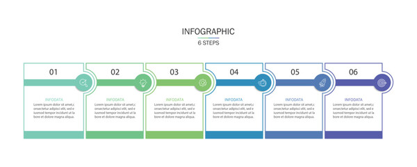 Wall Mural - business infographic template timeline with 6 element for presentation. workflow, marketing, plannin