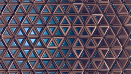 blue and orange glowing triangular network