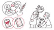 © glory - Line Art Set Icon Pediatric Healthcare Medical Checkup Doctor Nurse Child Patient Examination Clinic