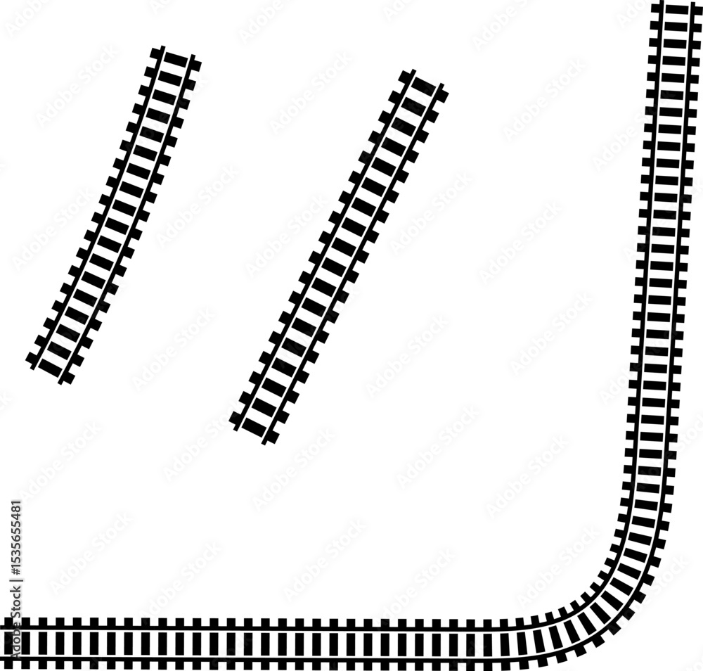 Vektor Railway train track vector route. Rail line, subway map, and ...