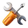 © Rahatun - 3d realistic wrench and screwdriver icon isolated on transparent background