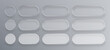 © hiten666 - Many white liquid glass vector buttons in different shapes. UI interface element with blur effect. Modern web design.