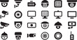 © stockingtimee - cctv surveillance camera security monitoring system icon set technology for home office protection