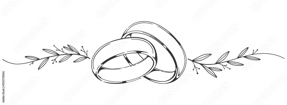 Wedding rings line art style vector illustration Stock Vector | Adobe Stock