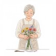 © Cozy Art - Elderly woman arranging colorful flowers in a vase at home