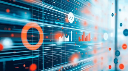 Wall Mural - creative abstract data graph with world map on modern computer background