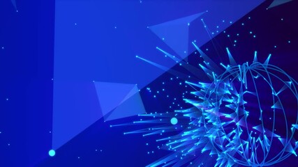 Wall Mural - blue background with glowing lines and dots, abstract futuristic network, digital connections, techn