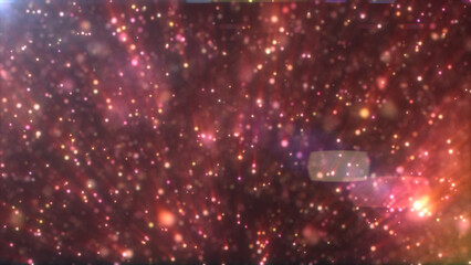 Wall Mural - abstract composition of sparkling red and orange light particles with dreamy bokeh effect, creating 