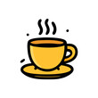 © bisma - Stylized illustration of a yellow cup with steam rising, sitting on a matching saucer.