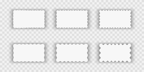 Wall Mural - set or rectangular shapes with squiggly borders and shadows. tags, cards, labels or coupons template