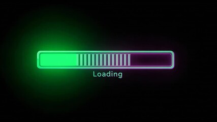 Wall Mural - futuristic neon loading bar animation with glitch effect on black background