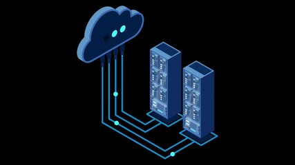 Wall Mural - cloud technology computing concept. modern cloud technology. data center isometric concept. isometri