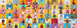 © Prostock-studio - A vibrant collection features a diverse group of individuals showcasing a range of emotions and gestures against colorful backdrops. This collage reflects the beauty of diversity and unity.