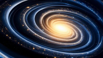 Wall Mural - Abstract rendering of a swirling galaxy with a bright core, depicting cosmic dust and dark blue arms in outer space.