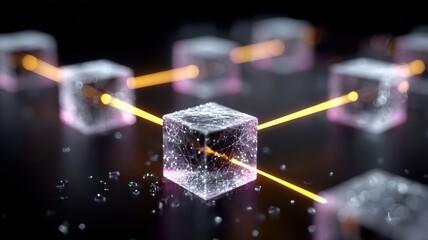 modern digital blockchain technology concept with data connections