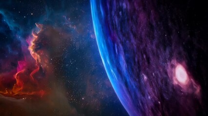 Wall Mural - Vibrant cosmic cloudscape with swirling gases, celestial dust, and brilliant stars in the vastness of space, a colorful galaxy backdrop