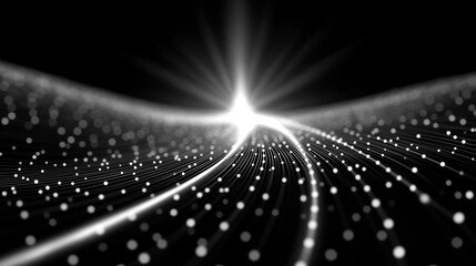 Wall Mural - luminous pathway: abstract representation of data flow, a digital stream of light particles creating
