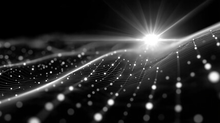 Wall Mural - illuminated digital landscape: an abstract digital landscape glows with interconnected points of lig