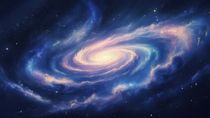 Wall Mural - A spiral galaxy in deep space, glowing with vibrant colors.