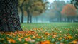 © Bejo Studio - Autumnal park scene, rain falling, vibrant colors