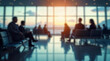 © QQUYNH - blurred people waiting for the flight departure in airport. Defocused image of an airport.