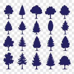 Wall Mural - Set of tree silhouette vector