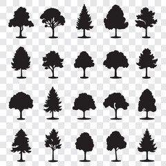 Wall Mural - Set of tree silhouette vector