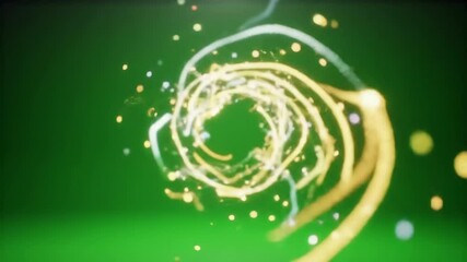 Wall Mural - dynamic abstract swirling light particles forming a luminous vortex on green screen