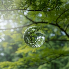 glass balls on a green background
