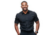 © boxstock production - Confident smiling black man in short sleeve shirt isolated on transparent background