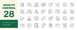 © Dear Lala - Quality control icon set. Containing evaluation, inspection, product, certificate, quality check, defect, assurance, process, testing and more. Editable line icons. Vector illustration.