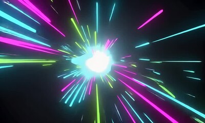 Wall Mural - vibrant explosion of colorful light rays radiating from a central point in a dark background