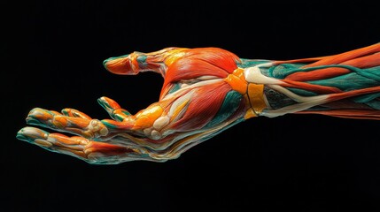 Wall Mural - a colorful depiction of human hand anatomy showcases the intricate muscle structures. this vibrant i