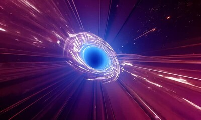 Wall Mural - an abstract depiction of a swirling black hole in space, surrounded by vibrant energy and light