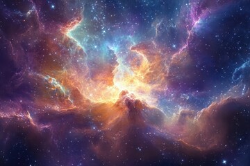 Wall Mural - vibrant cosmic nebula showcasing the energy of the universe in stunning colors, the space of the uni