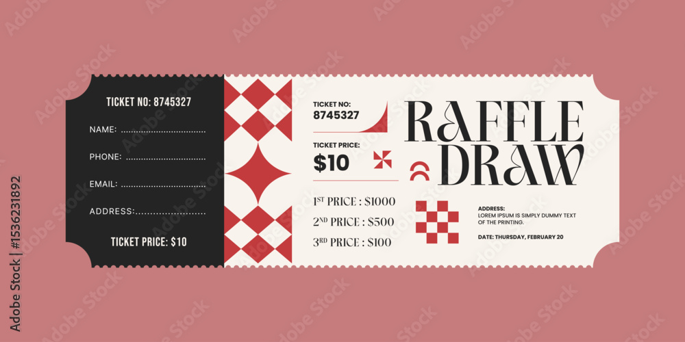 raffle ticket template, raffle draw ticket template, print ready ...