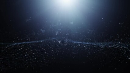 Wall Mural - Concept digital technology flickering dots and lines with wavy form pattern loop animation.