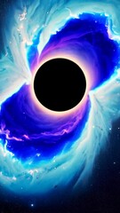 Wall Mural - Black hole surrounded by a vibrant nebula of swirling cosmic dust and gases, stars scattered across the vast expanse of deep space