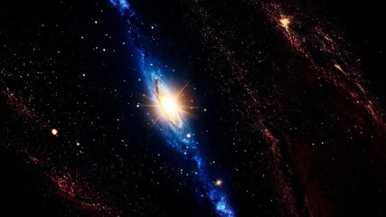 Wall Mural - Vibrant spiral galaxy with bright starfield and cosmic dust clouds in deep black outer space showcasing the wonders of the universe