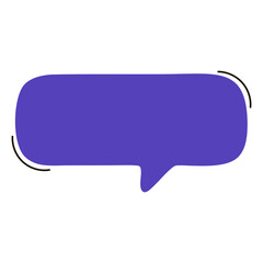 minimalist purple speech bubble icon with rounded corners and black accent lines, isolated on transp