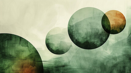 Sticker - abstract art background shapes in green tones, modern art shapes backdrop