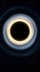 Wall Mural - Mesmerizing digital rendering of a black hole's event horizon in the cosmos with a swirling accretion disk and stellar backdrop