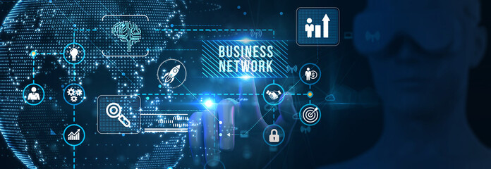 Wall Mural - business, technology, internet and network concept. online business network. 3d illustration