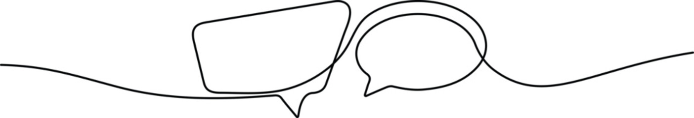 Wall Mural - One Line Drawing of Speech Bubble. Minimal Chat Icon Vector Design