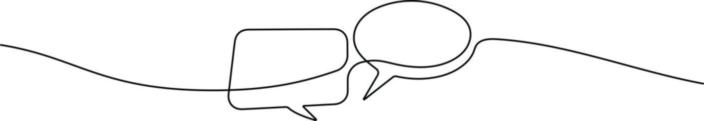 Wall Mural - Minimal Conversation Icon. One Line Chat Cloud Vector Template