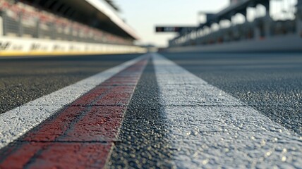 Wall Mural - a close-up view of an empty f1 track, focusing on the grid lines and asphalt surface. this image cap