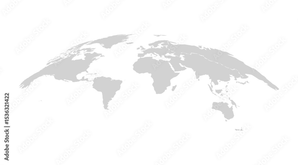 Curved World Map Vector Isolated Design Stock Vector | Adobe Stock