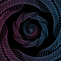 Wall Mural - Spirograph abstract element on a black background	